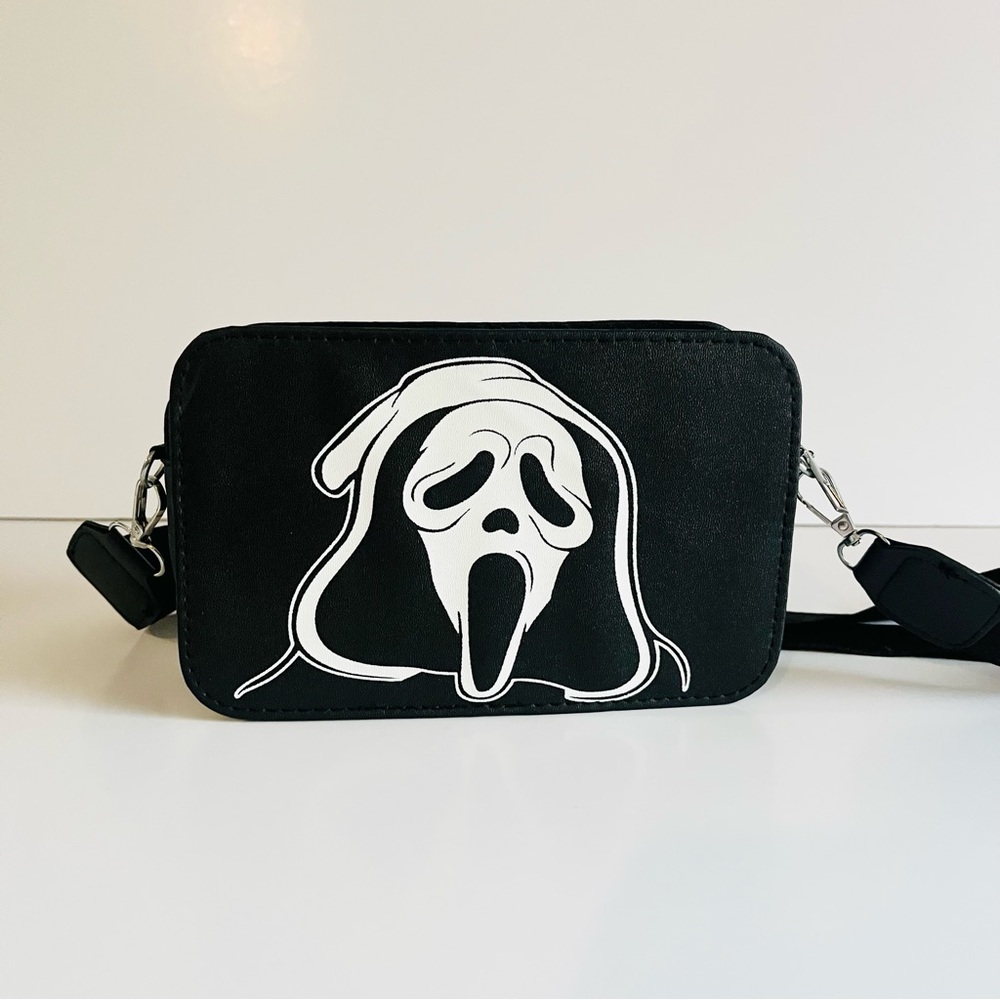 Ghostface Scream Mini Crossbody Bag Halloween OS Black White